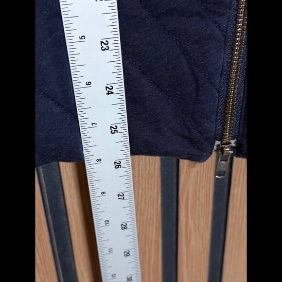 Eileen Fisher Jacket Medium Blue Navy Quilted Asymmetrical Zip Up Organic Cotton - Picture 4 of 7